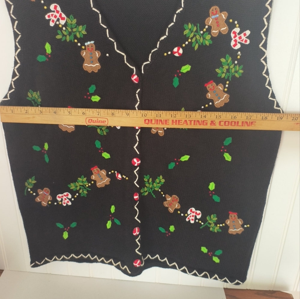 Studio Black Knit Vest with Festive Embroidery